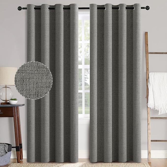 MIULEE Linen Texture 90 Inches Curtains by MIULEE