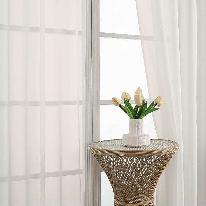 OWENIE Ivory Sheer Curtains 120 Inches Long 2 Panels Set, Airy Lightweight - Image 4