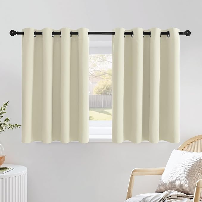 NICETOWN Short Window Curtains for Kitchen, Grommet Sunlight Reducing Solid by NICETOWN
