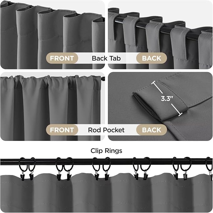 Joydeco Blackout Curtains 96 Inches Long, Thermal Insulated Black Out Curtains - Image 2