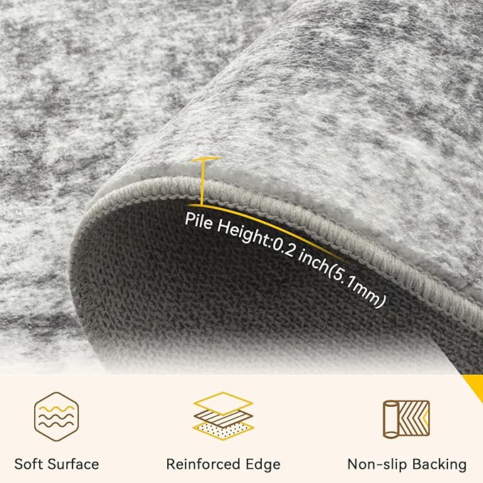 Washable Area Rugs 2'x6' Non-Slip Modern Abstract Soft - Image 4