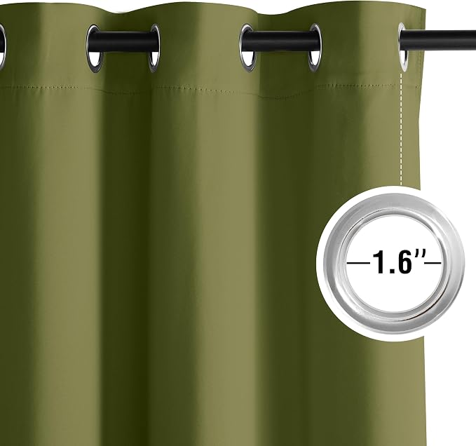 NICETOWN Room Darkening Draperies Curtains Panels, 2 Panels Olive Green W52 x - Image 4