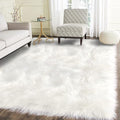 Latepis White Faux Fur Sheepskin Rug 4x6 by Latepis