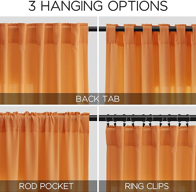 Nanspring Orange Linen Curtains - Image 2