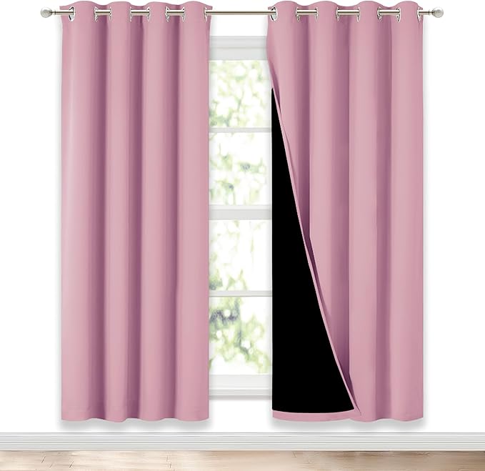 NICETOWN Crystal Pink Full Shade Curtain Panels, Pair of Energy Smart & Noise by NICETOWN