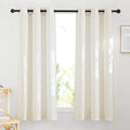 NICETOWN Linen Burlap Bedroom Curtains 63 inches Long, Grommet Semi Sheer Flax by NICETOWN