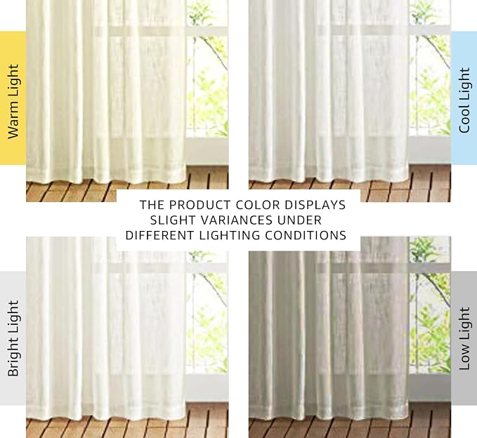 NICETOWN Semi Sheer Curtains Linen Blend Texture, Rod Pocket Back Tab - Image 2
