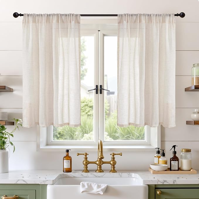 BGment Oatmeal Linen Curtains 40 Inch Length by BGment