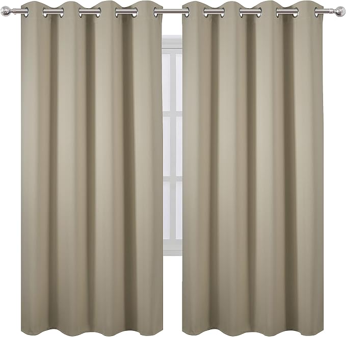 LEMOMO Beige Thermal Blackout Curtains/52 x 72 Inch/Set of 2 Panels Room - Image 2