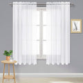 DWCN White Sheer Curtains Semi Transparent Voile Rod Pocket Curtains by DWCN