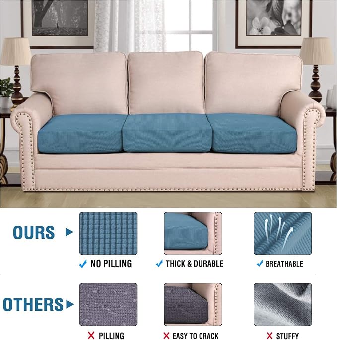 H.VERSAILTEX Super Stretch Individual Seat Cushion Covers Sofa Covers Slipcover - Image 2