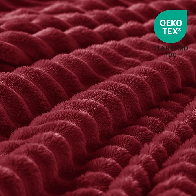 BEDELITE Fleece Throw Blanket for Couch – 3D Ribbed Jacquard Soft and Warm - Image 3