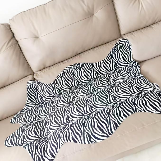 Faux Fur Zebra Animal Print Rug Perfect Throw Area Rug Carpet Floor Mat - Image 7