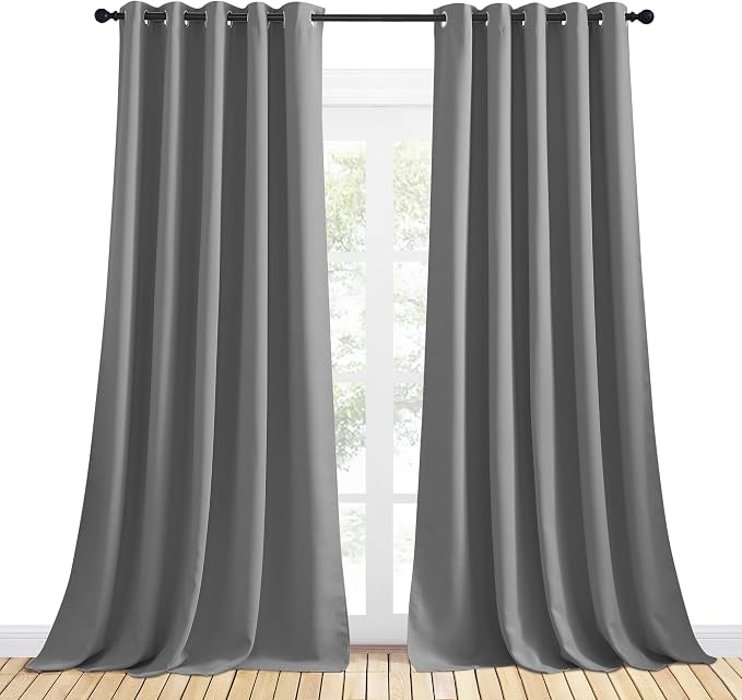 NICETOWN Silver Grey Blackout Curtain Panels - Image 2