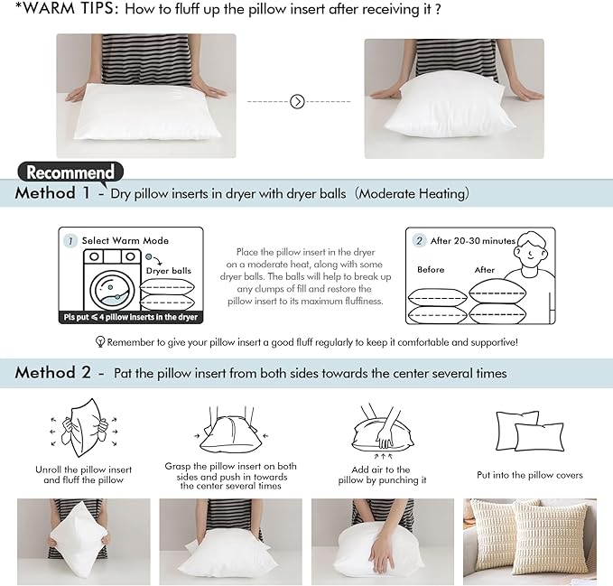 MIULEE Set of 2 Throw Pillow Inserts 26x26 Inches, Non-Woven Decorative Pillow - Image 2