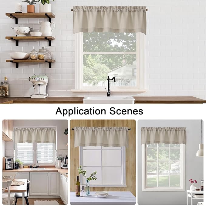 Chyhomenyc Valance for Windows, Faux Linen Slub Textured Semi Sheer Small - Image 9