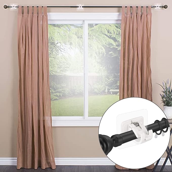 8PCS Self Adhesive Curtain Rod Holders No Drill Curtain Rods Brackets No - Image 2