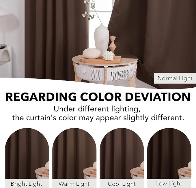 Deconovo Blackout Curtains, Thermal Insulated, W52 x L63 2 Panels, Back Tab - Image 6