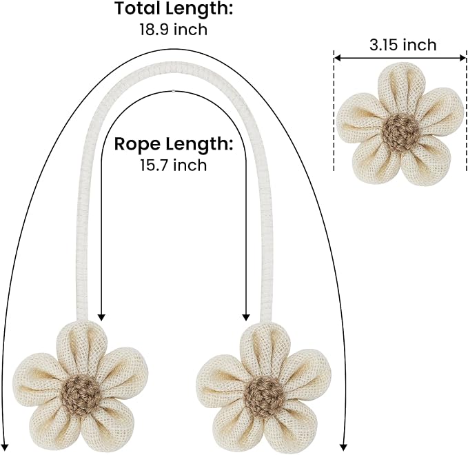 KLOGTSIND Flower Curtain Tiebacks, 4 Pack Curtain Ties Elegant DIY Curtain - Image 3