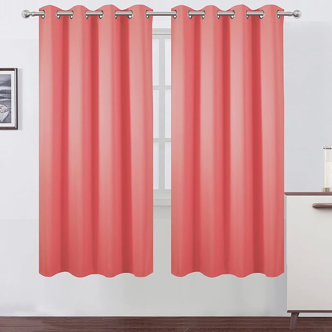 LEMOMO Coral Thermal Blackout Curtains/52 x 72 Inch/Set of 2 Panels Room by Lemomo