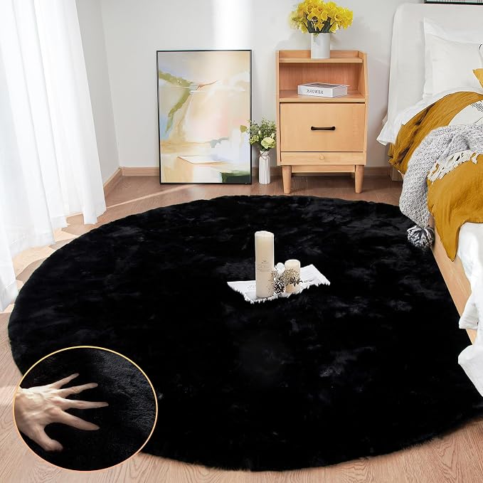 ORINOVA Round Rugs 6ft Faux Rabbit Fur Rug Fluffy Rug by ORINOVA