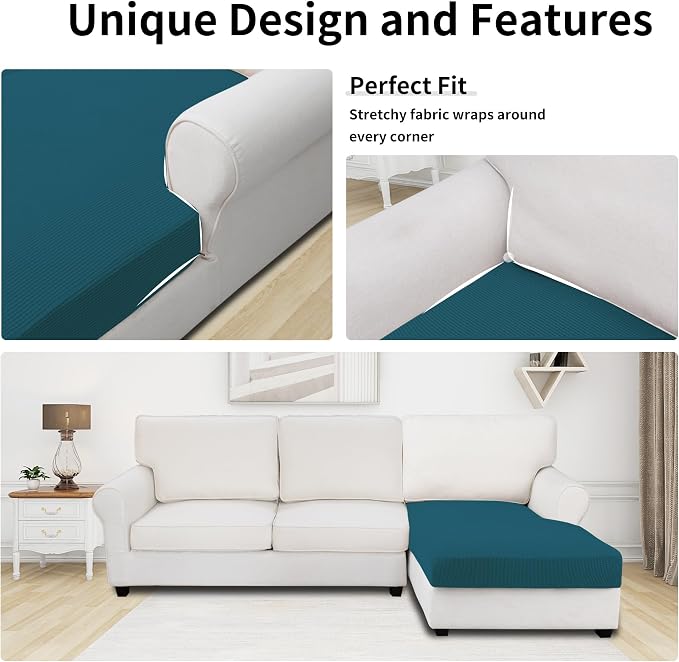 Easy-Going Stretch Sectional Couch Covers 1 Piece Chaise Lounge Slipcover L - Image 3