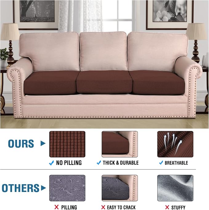 H.VERSAILTEX Super Stretch Individual Seat Cushion Covers Sofa Covers Couch - Image 2