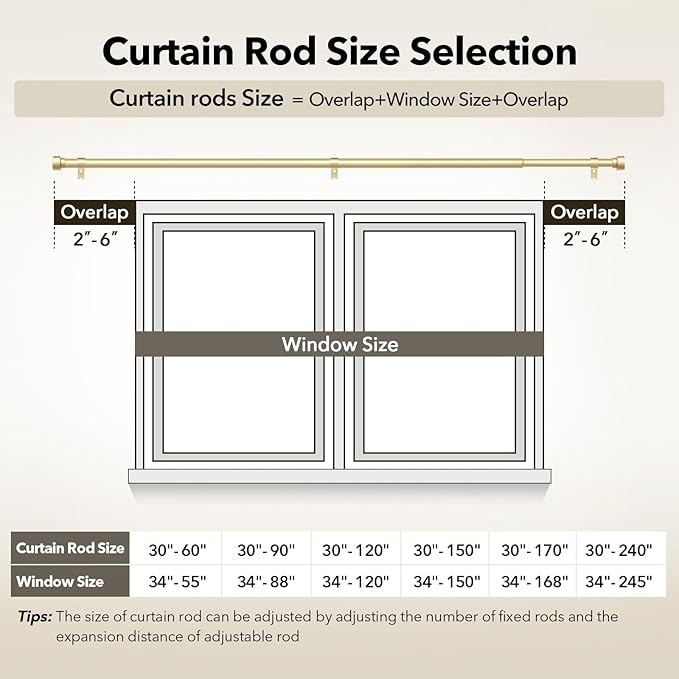 IFELS Heavy Duty Curtain Rods for Windows 72 to 144 Inch, 1 Inch Adjustable - Image 5