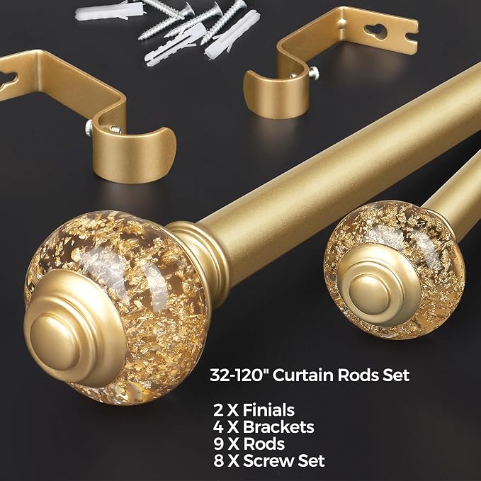 7/8 inch Curtain Rods for Windows 66 to 120 Inch, USFOOK Telescoping Splicing - Image 6