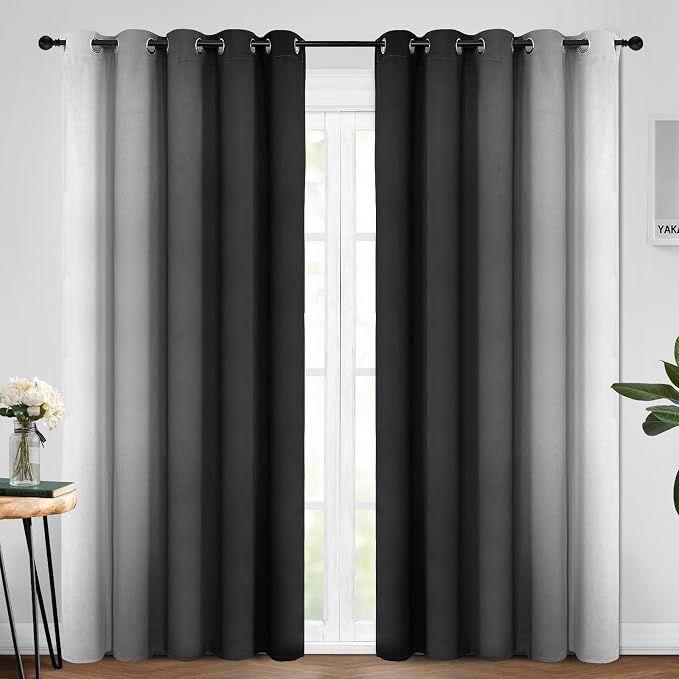 Yakamok Room Darkening Ombre Curtains 84 Inch Length, Light Blocking Grommet - Image 2
