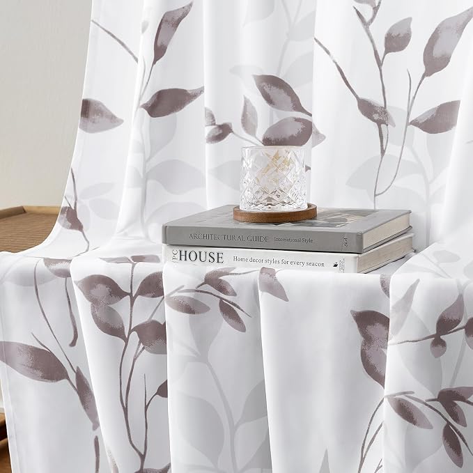 HOMEIDEAS Non-See-Through Dry Rose and White Privacy Sheer Curtains 52 X 96 - Image 5