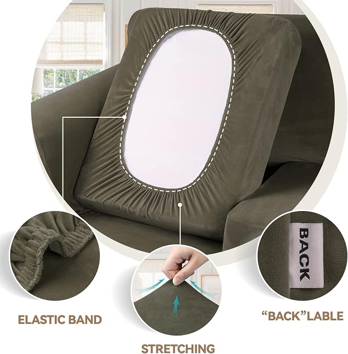 WEERRW Velvet Couch Covers for 2 Cushion Couch Sofa - Image 3