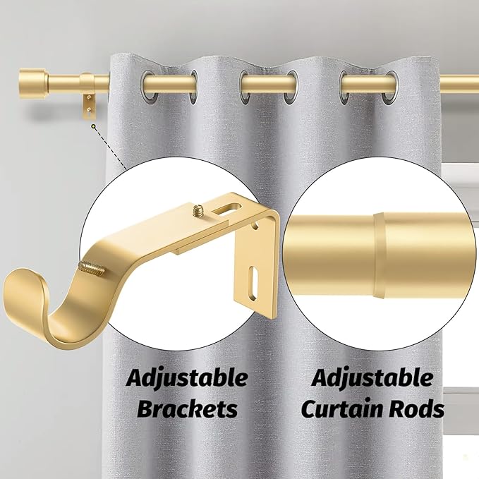 GEEBOBO 2 Pack Gold Curtain Rods - Image 2
