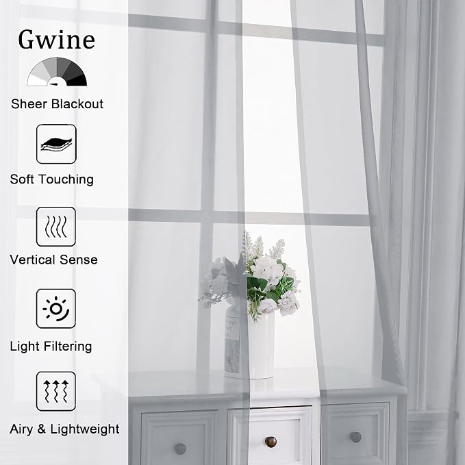 Gwine Light Grey Sheer Curtains - Image 2