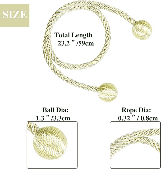 Curtain Tiebacks Outdoor Elegant Decorative Tie Backs Modern Rope Tiebacks - Image 2