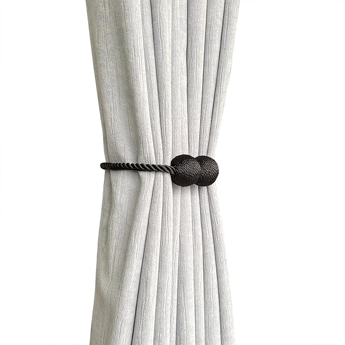 MELALUXE 2 Pack Magnetic Curtain Tiebacks, Decorative Curtain Holdbacks - Image 2