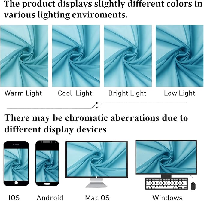 Lecloud Turquoise Sheer Curtains 120 Inches Long 2 Pcs, Light Filtering Rod - Image 5