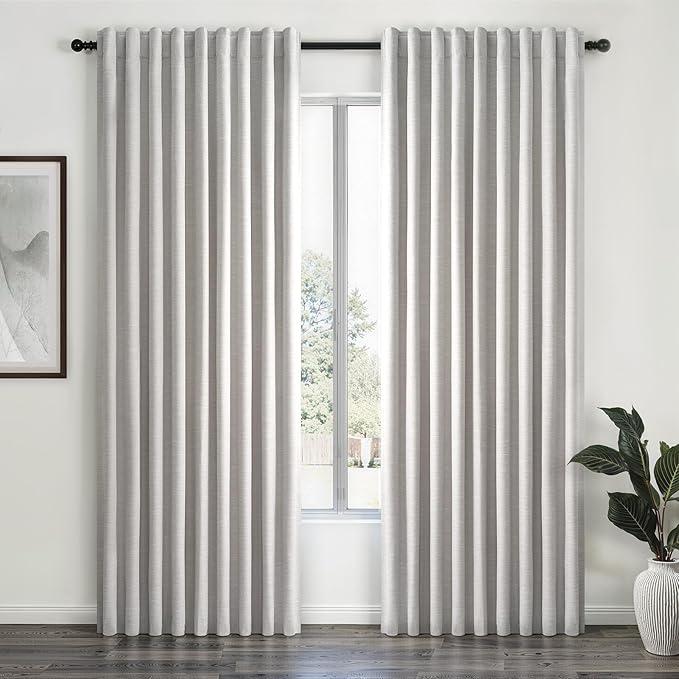Linen Blackout Curtains 70 Inches Extra Wide 84 Inch Long by Topfinel
