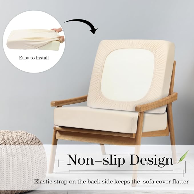 Newwiee Set of 4 Stretch Patio Cushion Covers Sofa Couch Seat Chair Slipcovers - Image 5