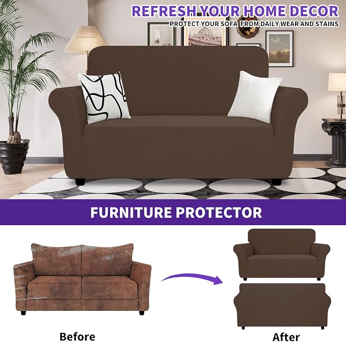 ZNSAYOTX Super Stretch Loveseat Covers, New Striped Love Seat Slipcover - Image 2