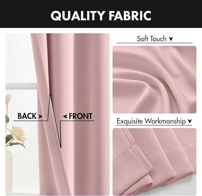 MIULEE 84 Inch Length Light Pink Blackout Bedroom Curtains Set of 4 | Thermal - Image 7