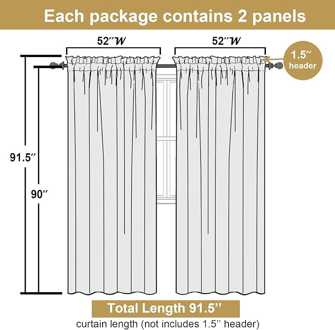 Lecloud Leia Ivory Sheer Curtains 90 Inches Long 2 Panels, Airy Voile Jacquard - Image 2