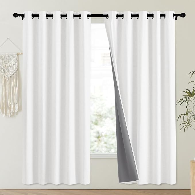 NICETOWN 100% Absolutely Blackout Linen Curtains - Image 2