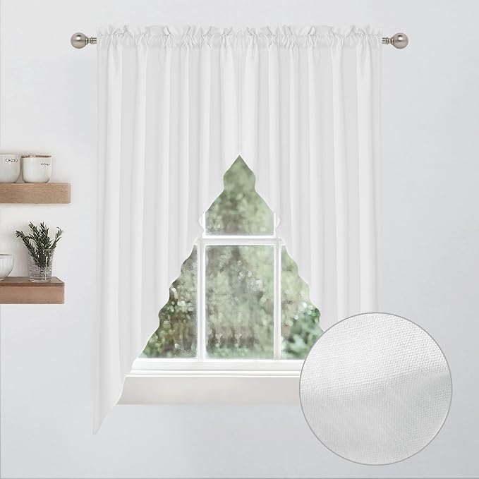RYB HOME 2 Panels Valance for Windows Thick Faux Linen Blended Light Filtering - Image 6