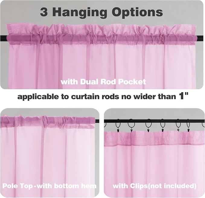 Chyhomenyc Pink Sheer Curtains 120 Inches Long - Image 5