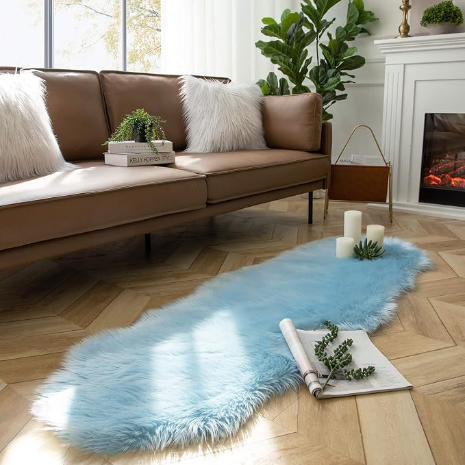 Ashler Faux Fur, Fluffy Shaggy Area Rug Ultra Soft 2 x 6 Feet Sheepskin Fur Rug - Image 3
