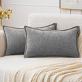 MIULEE Pack of 2 Couch Throw Pillow Covers 12x20 Inch Dark Gray Farmhouse by MIULEE