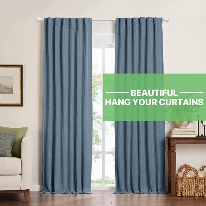 2 Pack White Metal Curtain Rods, 28-60 inch, Heavy Duty, Adjustable, Wall - Image 2