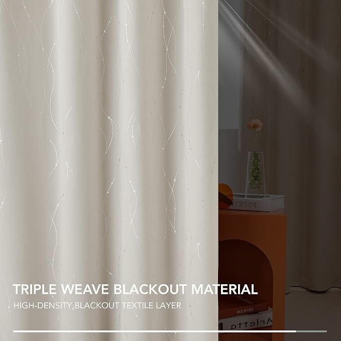Deconovo Beige Blackout Curtains, Room Darkening Curtain, Thermal Insulated - Image 9