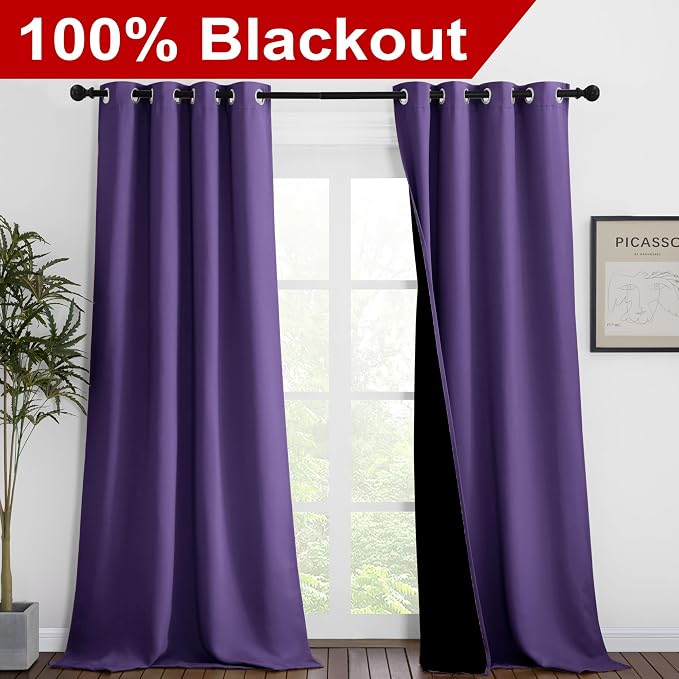 NICETOWN 100% Blackout Blinds, 46 inches x 96 inches, Laundry Room Decor Window - Image 2
